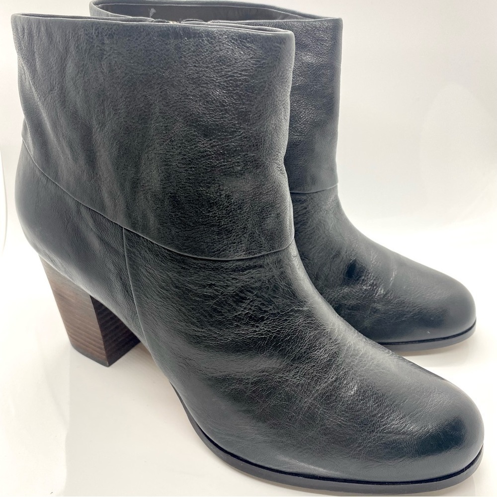 Black Cassidy Bootie Ankle Boot Block Heel - Picture 2 of 12